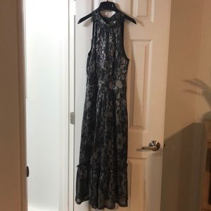 Michael Kors size S midi silver and black dress